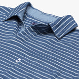 Big and Tall Davey Johnny Collar Indigo Polo
