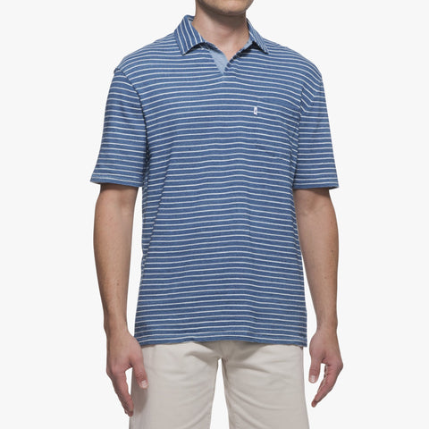 Big and Tall Davey Johnny Collar Indigo Polo