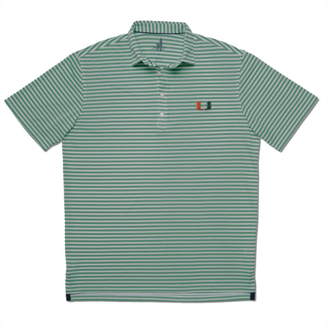 University Of Miami Ryder PREP-FORMANCE Striped Polo