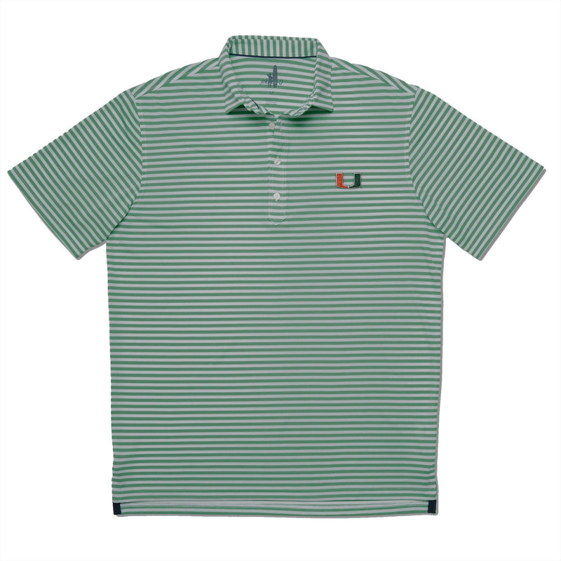 University Of Miami Ryder PREP-FORMANCE Striped Polo